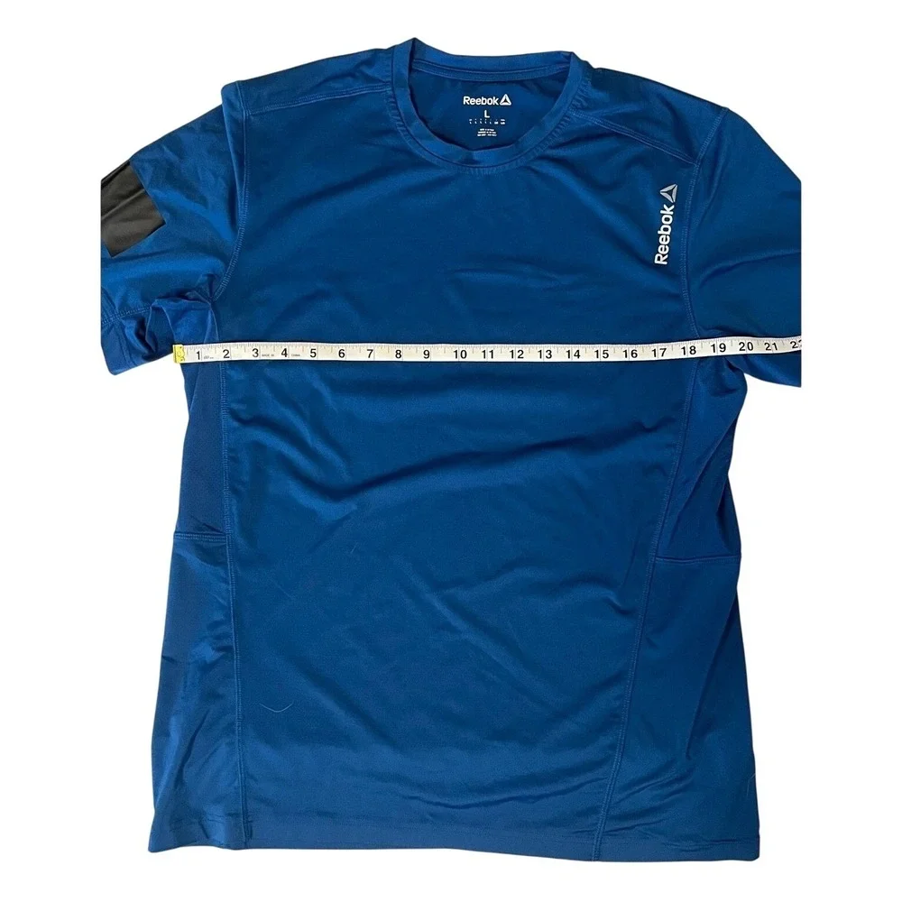 Reebok Mens L PlayIce Performance Training T-Shirt Blue Short Sleeve Athletic‎